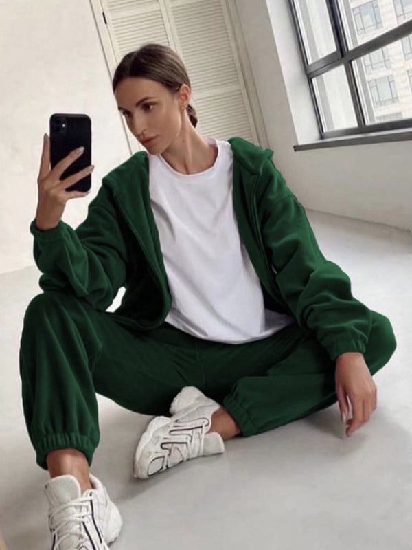 Leisure Knit Two-Piece Hooded Pants Set