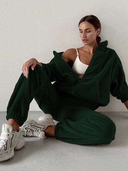 Leisure Knit Two-Piece Hooded Pants Set