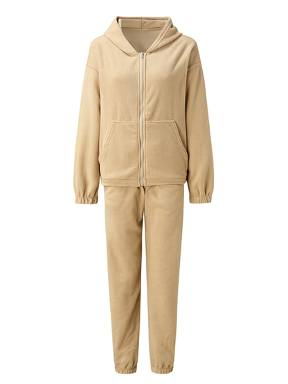 Leisure Knit Two-Piece Hooded Pants Set