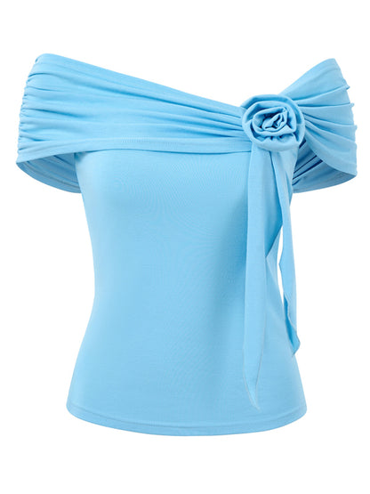 New casual solid color one shoulder waist top