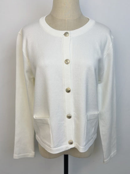 New round neck gold button cardigan sweater color striped knitted outerwear top