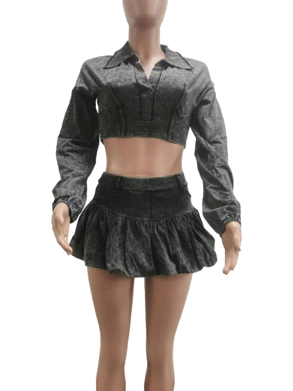 New Fashion Women's Distressed Skirt Set (with Safety Pants Inside)