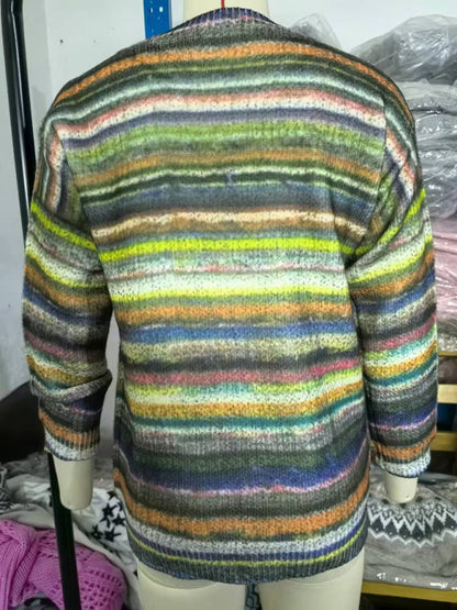 Women's Striped Floral Pullover