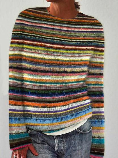 Women's Striped Floral Pullover