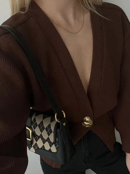 V-neck button-down cardigan