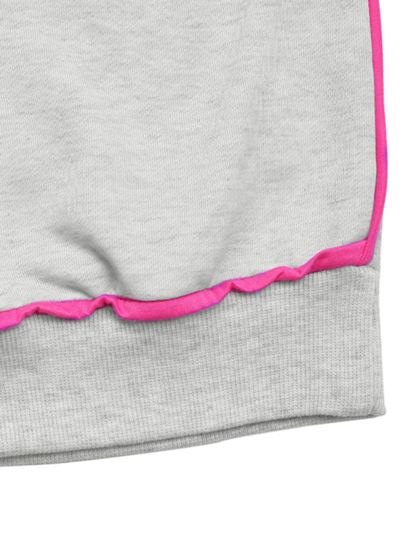 New style round neck contrast color loose sweatshirt