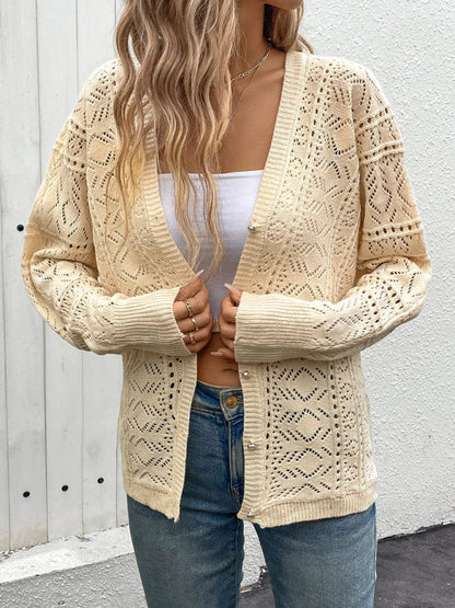 Thin knitted short casual hollow cardigan