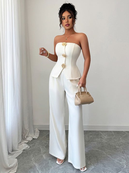 Simple solid color vest and trousers two-piece suit