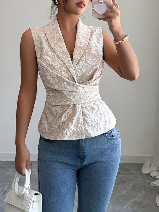 Simple Deep V Drawstring Tank Top