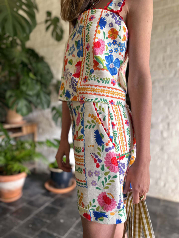 New floral print casual loose two-piece set