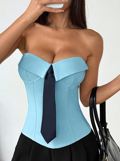 Hot Girl Wrap Tie Solid Color Vest