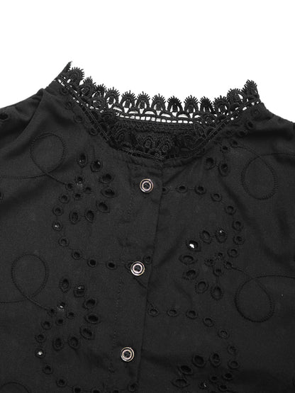 New solid color lace patchwork shirt top